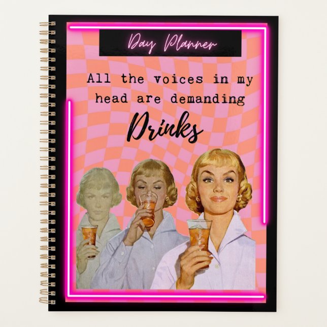 Agenda Funny Day Planner/Journal For Women Sassy-Drinks (Frente)