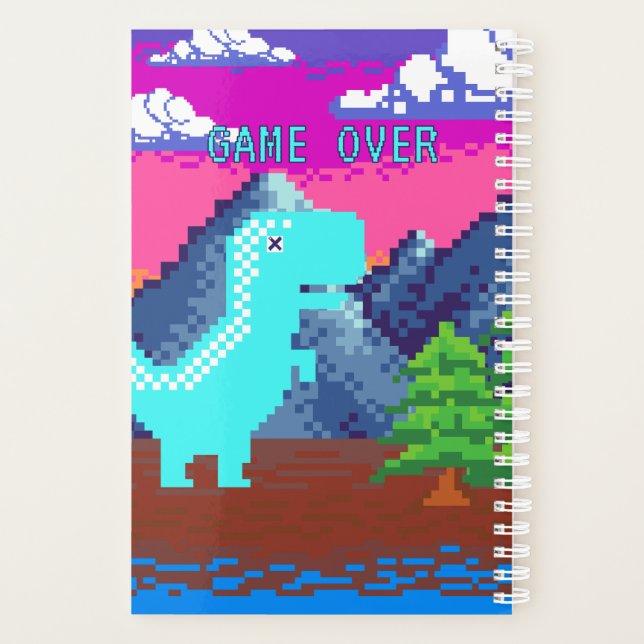 Agenda Funny Pixel Gamer Pixelated- Dinosaur Illustration (Verso)