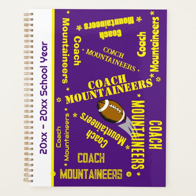 Agenda Futebol Coach Team Personalizado Roxo e Amarelo (Frente)