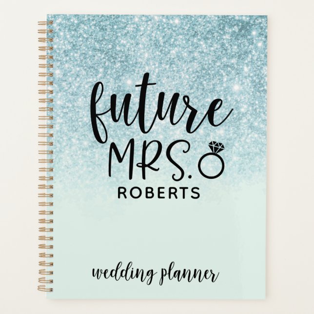 Agenda Futura Sra. Wedding Blue Glitter (Frente)