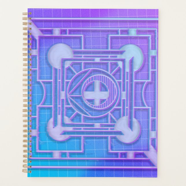 Agenda Futurística Neon Vaporwave Abstrato Geométrico (Frente)
