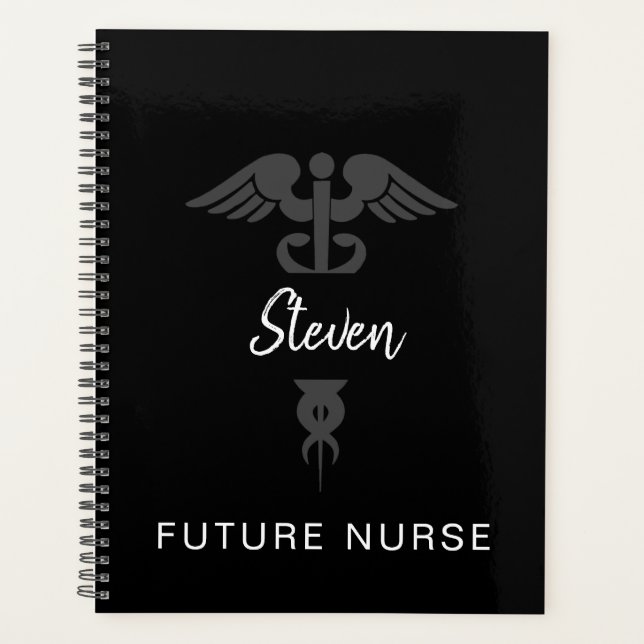 Agenda Futuro Caduco Médico de Enfermeiro Preto Personali (Frente)
