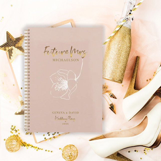 Agenda Futuro Planner de Casamento Rosa Bege Sra. Escrito (Criador carregado)