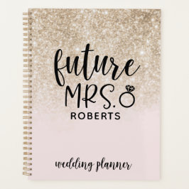 Agenda Futuro Sra. Wedding Blush Pink e Dourada Glitter