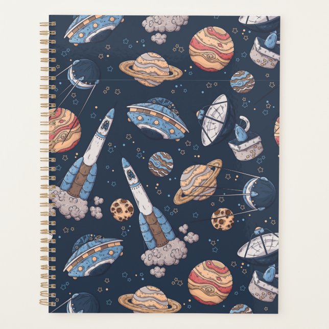 Agenda Galáxia Espacial nave Sky Moon Universo (Frente)
