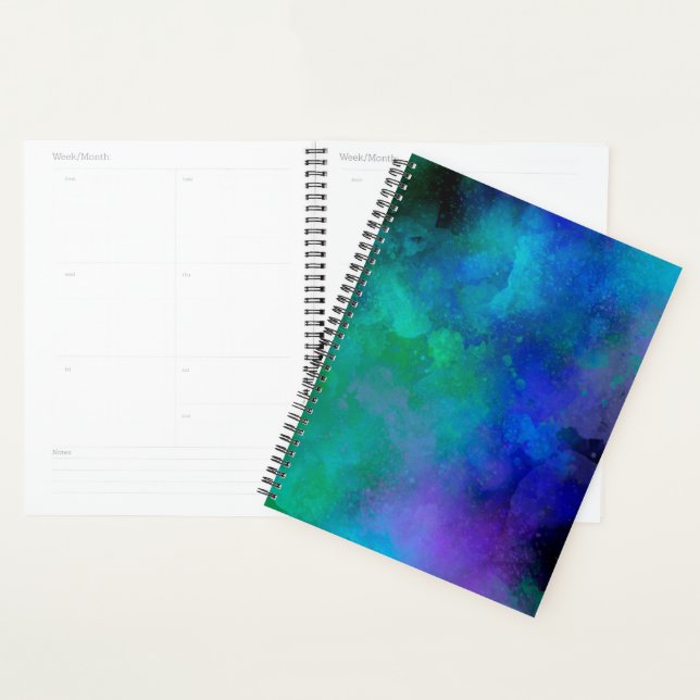 Agenda Galaxy Paint Splatter efeito verde azul (Exibição)