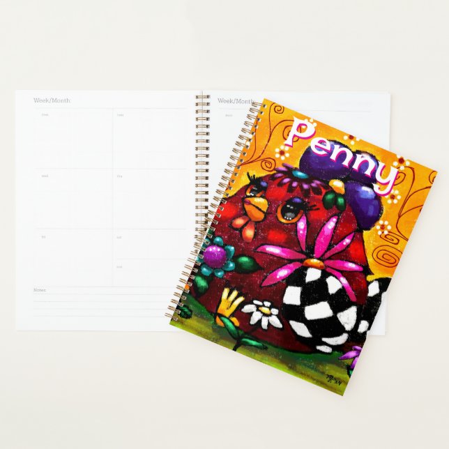 Agenda Galinha Floral Chunky Chunky Branca Personalizada (Exibição)