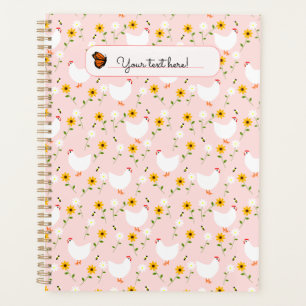 Agenda Galinhas Brancas Florais Personalizadas no Planeja