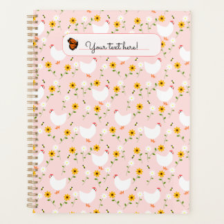 Agenda Galinhas Brancas Florais Personalizadas no Planeja