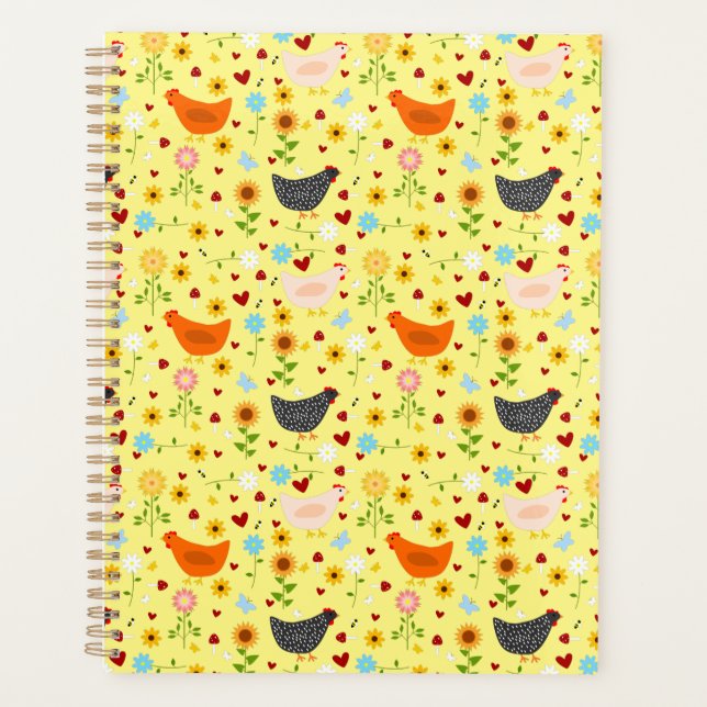 Agenda Galinhas no Jardim com Flores (Frente)