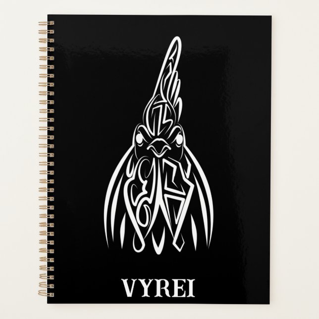 Agenda Galo Tribal Negro e Branco (Frente)