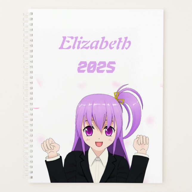 Agenda Garota anime animadora rosa bonita japonesa 2025 (Frente)