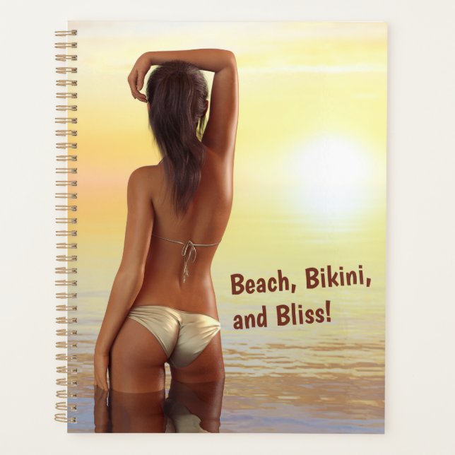 Agenda Garota Bikini se posicionando no mar ao sol (Frente)