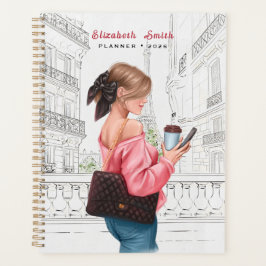 Agenda Garota Bonita com Café em Paris