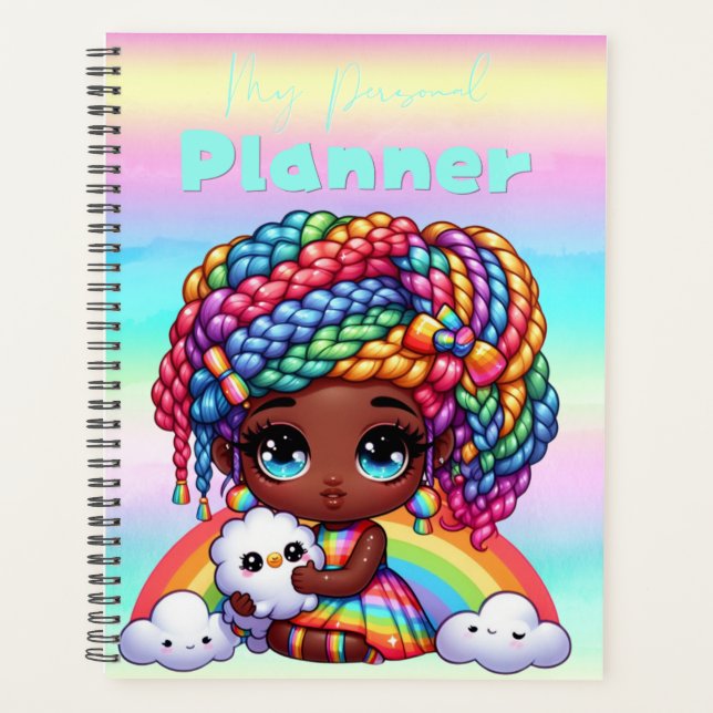Agenda Garota Chibi Cute Rainbow "My Personal Planner" (Frente)