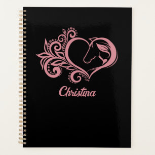 Agenda Garota Feminina de Cavalo de Coração Rosa Coquette