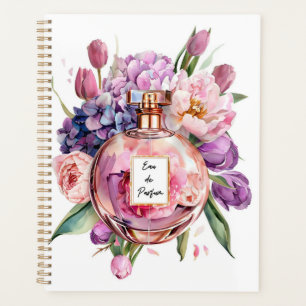 Agenda Garrafa de perfume de aquarela com notebook Flor