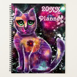 Agenda Gatinho-Abstrato de-Whimsso Gato-Floral-Rosa-Rosa-