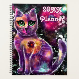 Agenda Gatinho-Abstrato de-Whimsso Gato-Floral-Rosa-Rosa-