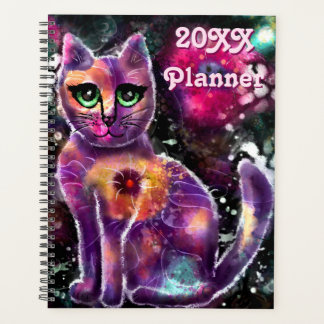 Agenda Gatinho-Abstrato de-Whimsso Gato-Floral-Rosa-Rosa-