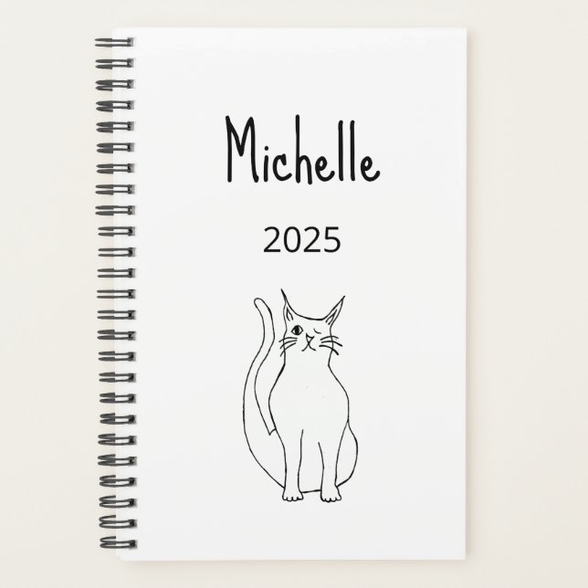 Agenda Gatinho de Gato Bonito 2025, branco preto (Frente)