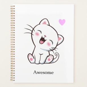 Agenda Gatinho Felino Fofo Incrível em Branco