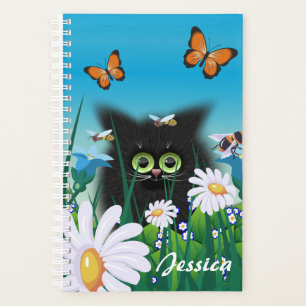 Agenda Gatinho Gato Negro Bonito com Disias Personalizado