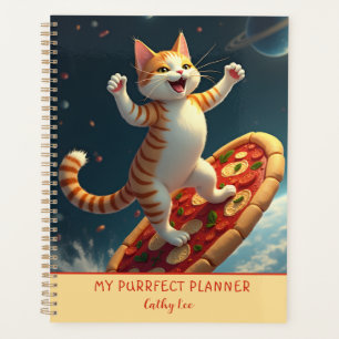 Agenda Gatinho Surfando no Espaço Sobre Pizza