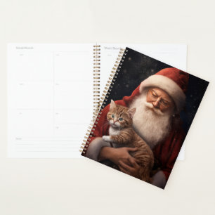 Agenda Gato Abissínio com Natal Festivo do Papai Noel