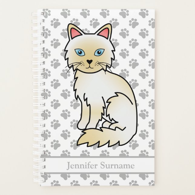 Agenda Gato Birman / Ragdoll de Pontas Creme E Patinhas & (Frente)