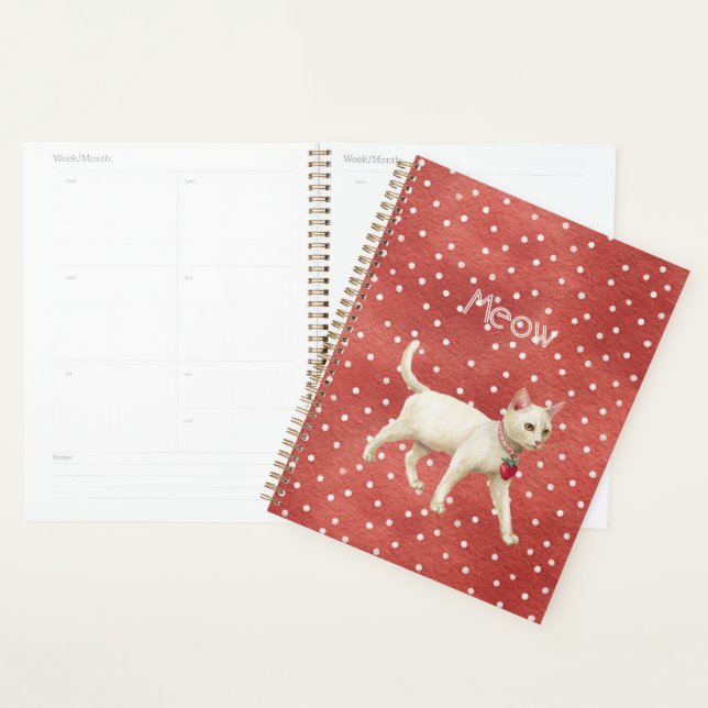 Agenda Gato Branco Charme Morango (Exibição)