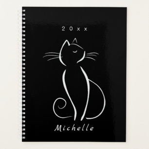 Agenda Gato Branco Minimizado em Preto Nome Adicionar