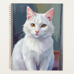 Agenda Gato Branco   Pintura de Gato de Estimação em Aqua