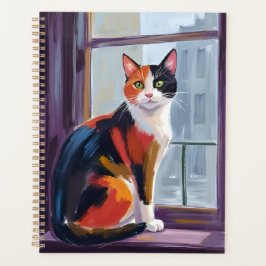 Agenda Gato Calico | Aquarela Pet no Parapeito da Janela