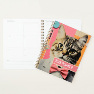 Agenda Gato com colagem de bolinhas