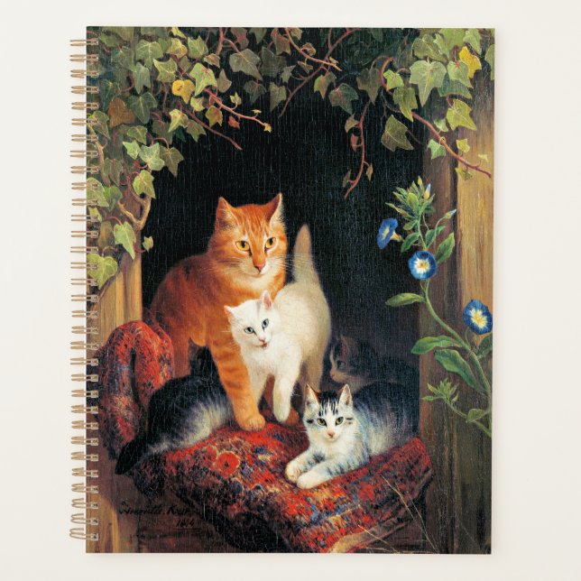 Agenda Gato com Kittens, pintura de arte. (Frente)