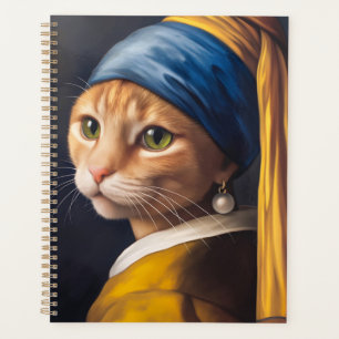 Agenda Gato com um brinco de pérolas Funny Vermeer Paro