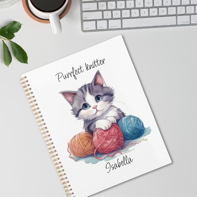 Agenda Gato de aquarela em bruto com nome personalizado d (Criador carregado)