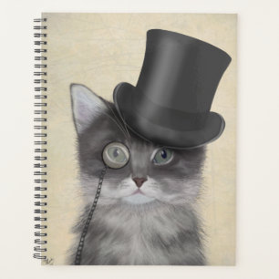 Agenda Gato de cinza com Chapéu Superior
