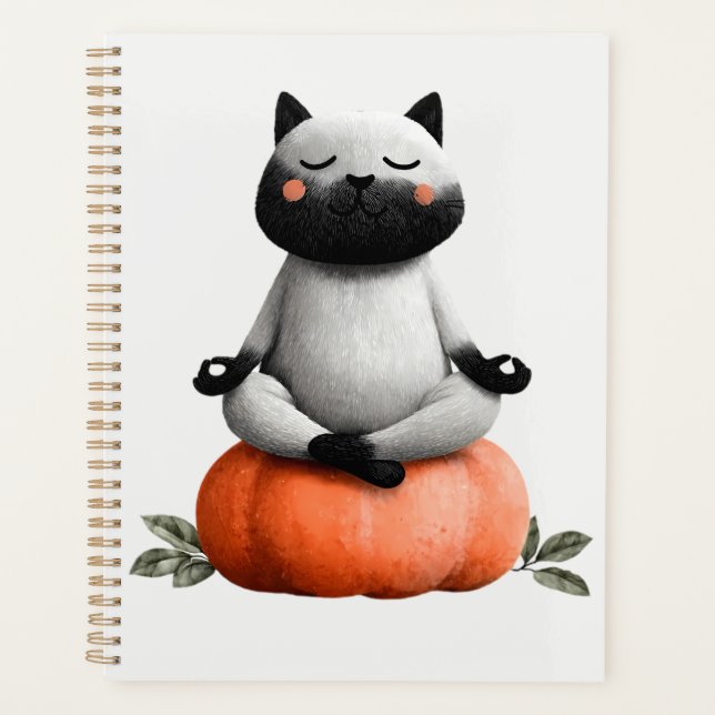 Agenda Gato de Halloween na Design de Pumpkin (Frente)