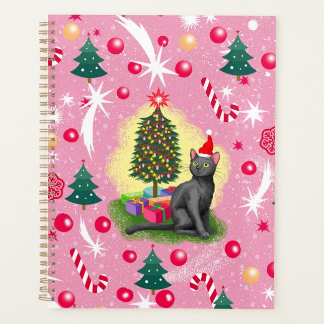 Agenda Gato de Natal Rosa (Frente)
