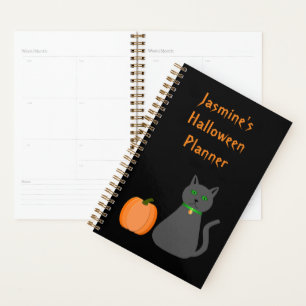 Agenda Gato e Abóbora de Halloween Bonitos Personalizados
