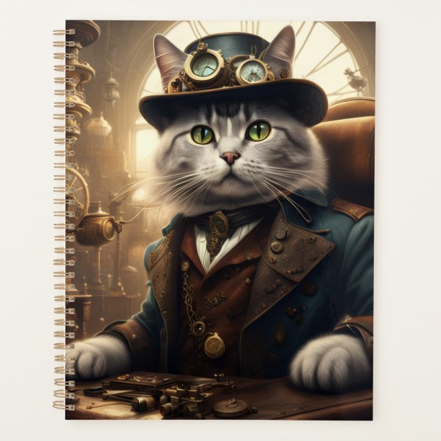 Agenda Gato e Cachorro Steampunk (Frente)