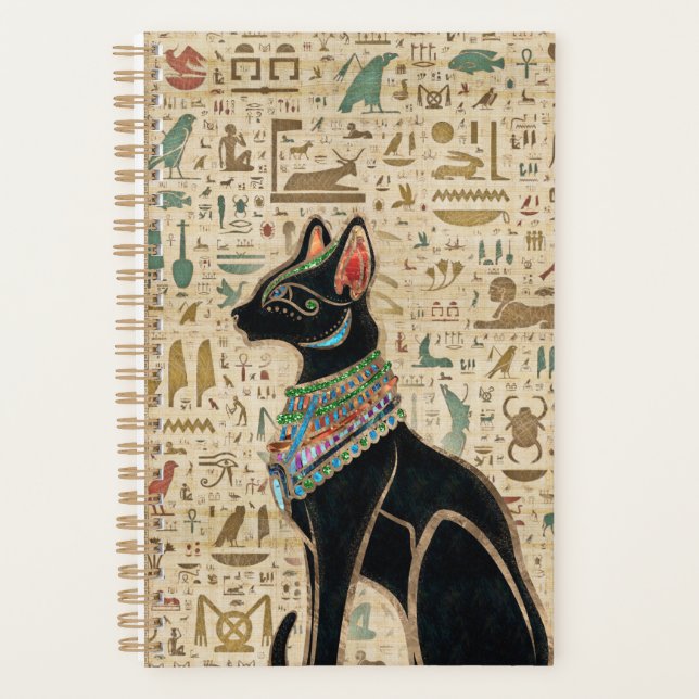 Agenda Gato Egípcio - Bastet no papiro (Frente)
