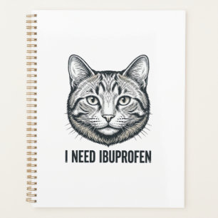 Agenda Gato Engraçado Ibuprofeno Design de Gravura Vintag