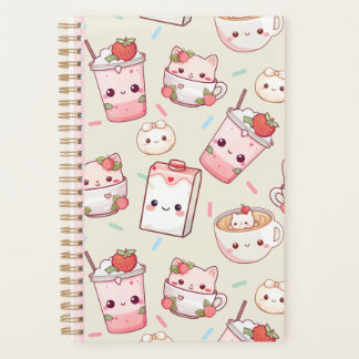 Agenda Gato Kawaii e Impressão de café bonitos Adoráveis