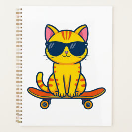 Agenda Gato Legal de Skate Usando Óculos de Sol Cartoon