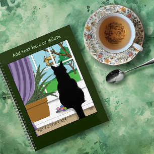 Agenda Gato Negro Olhando Para A Janela