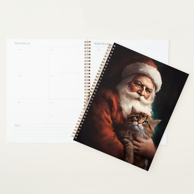 Agenda Gato Persa com Papai Noel Natal Festivo (Exibição)