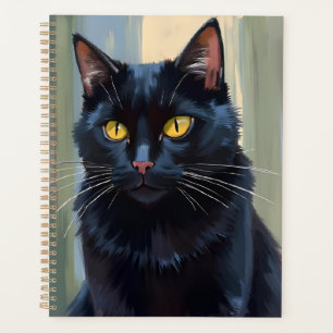 Agenda Gato Preto Aquarela de Gatinho Bonito